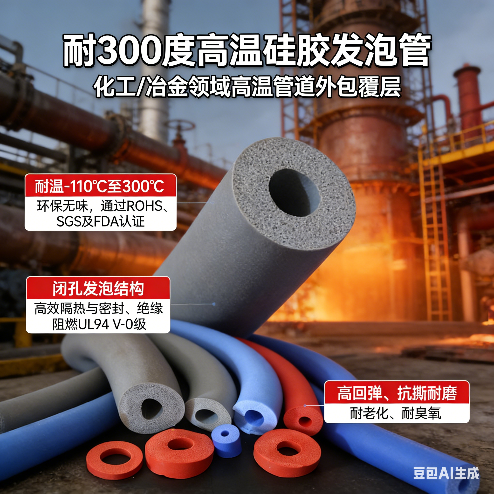 300度高溫硅膠發泡管